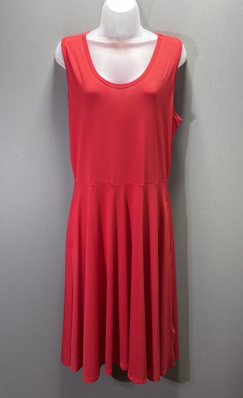 LULAROE NEW NWT Red Nicki Sleeveless A Line Dress L Side Pockets Stretch Poly